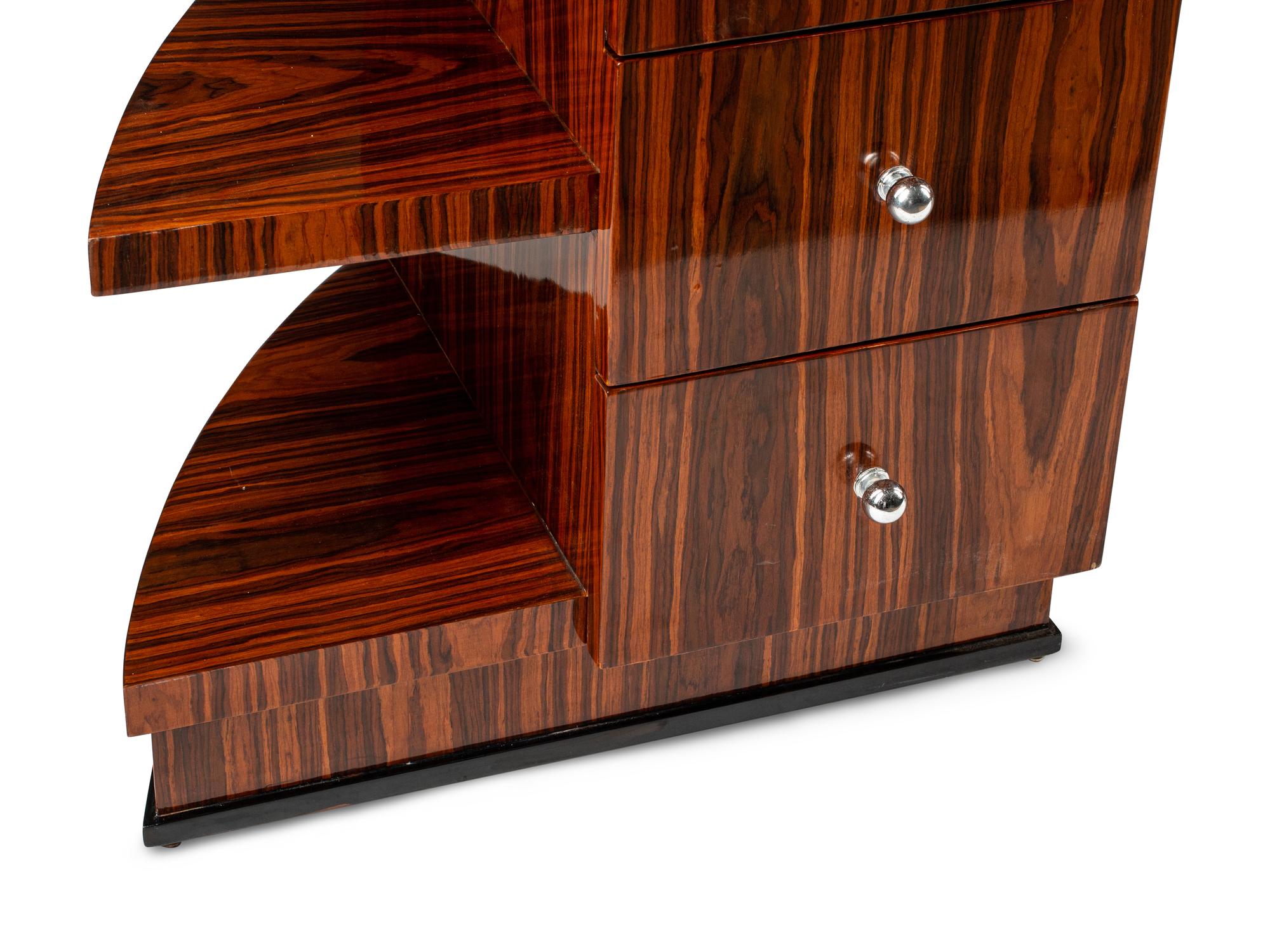 An Art Deco Style Bookmatched Exotic Woods Desk