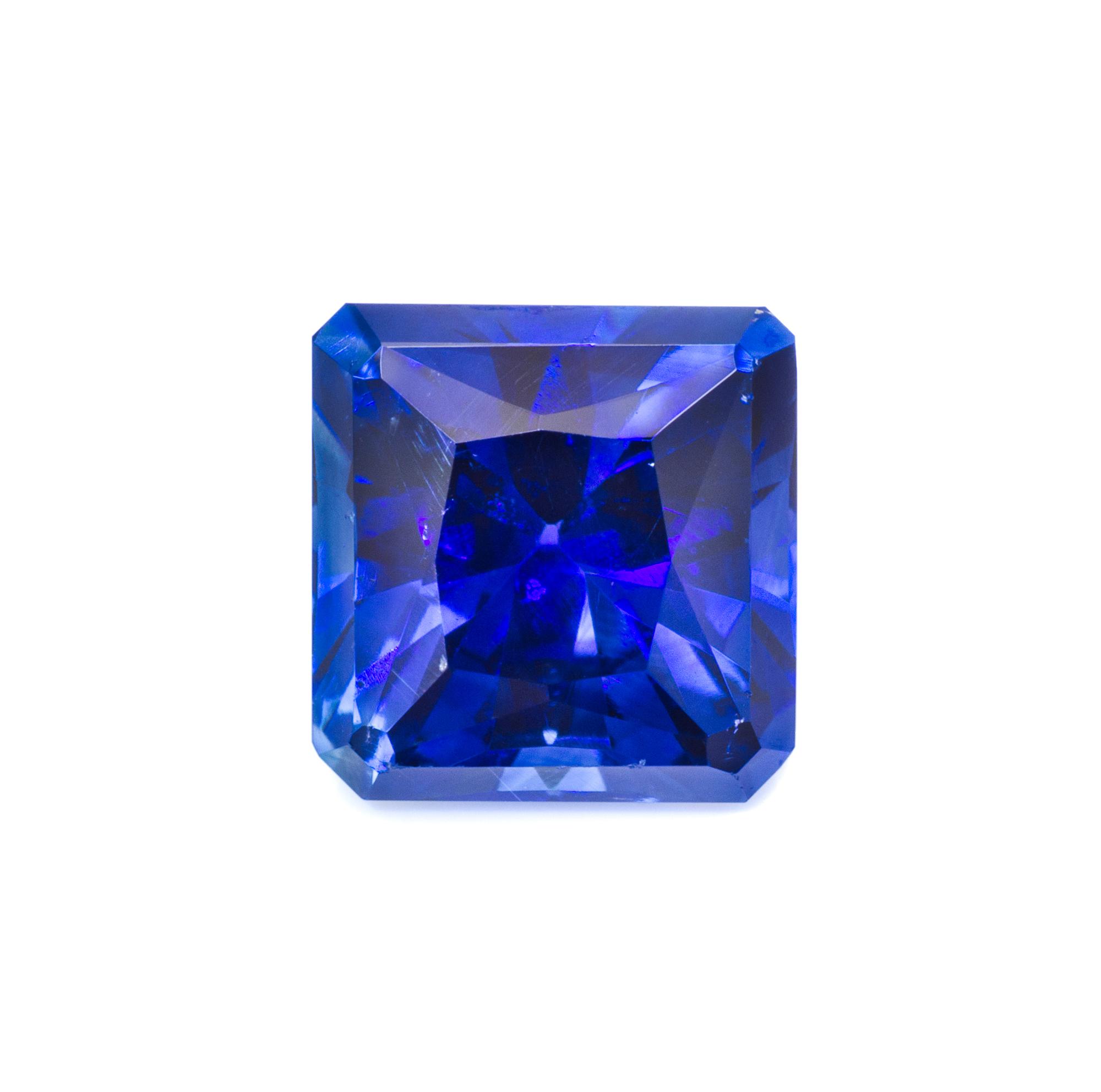 A 3.14 Carat Square Modified Brilliant Cut Sapphire,