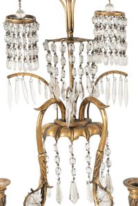 A Pair of Regency Style Gilt Metal and Glass Two-Light Sconces
