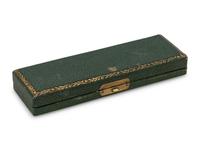 A Russian Spinach Jade and Jewel Mounted Silver Gilt and Guilloché Enameled Letter Opener