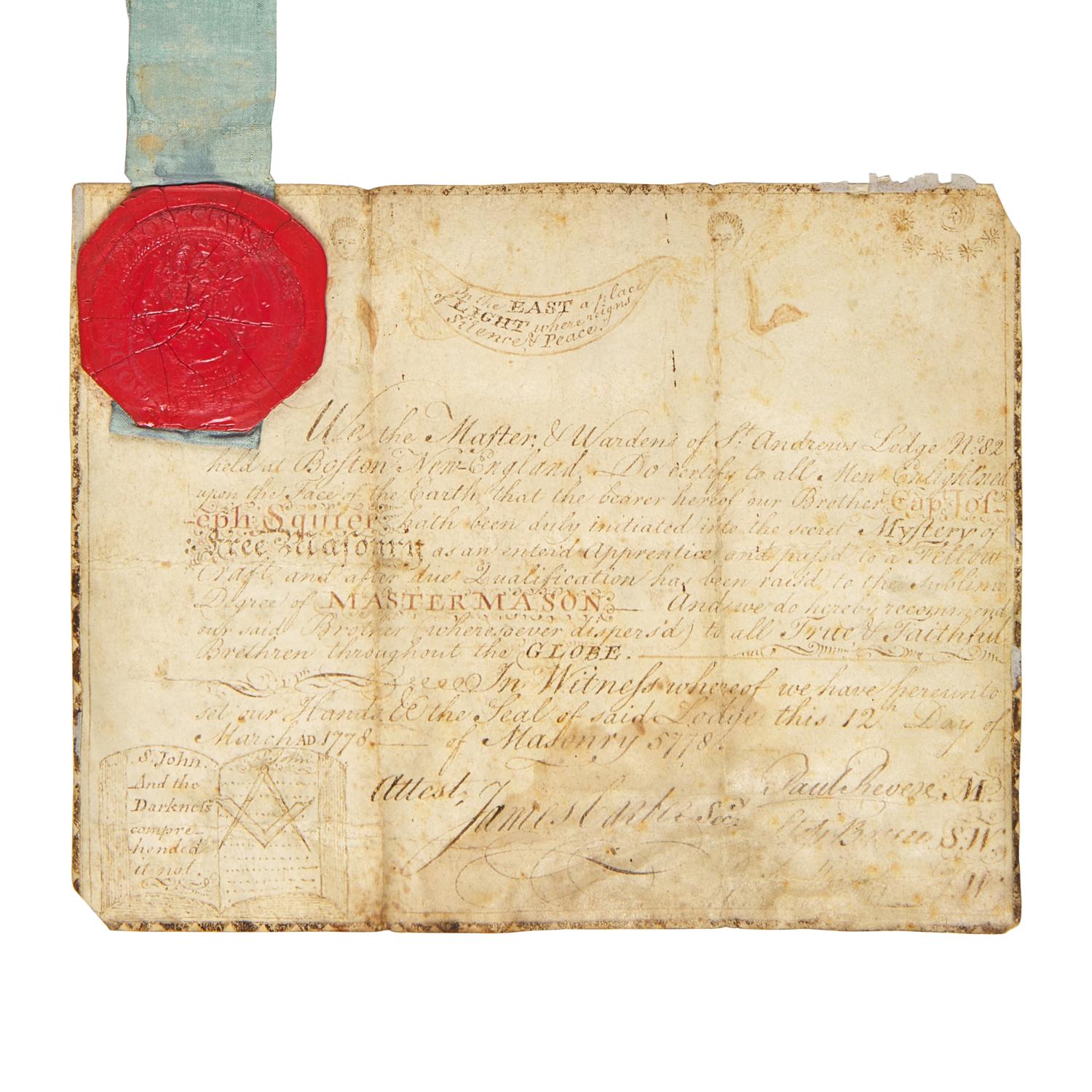 [American Revolution] Revere, Paul. Manuscript Document, signed
