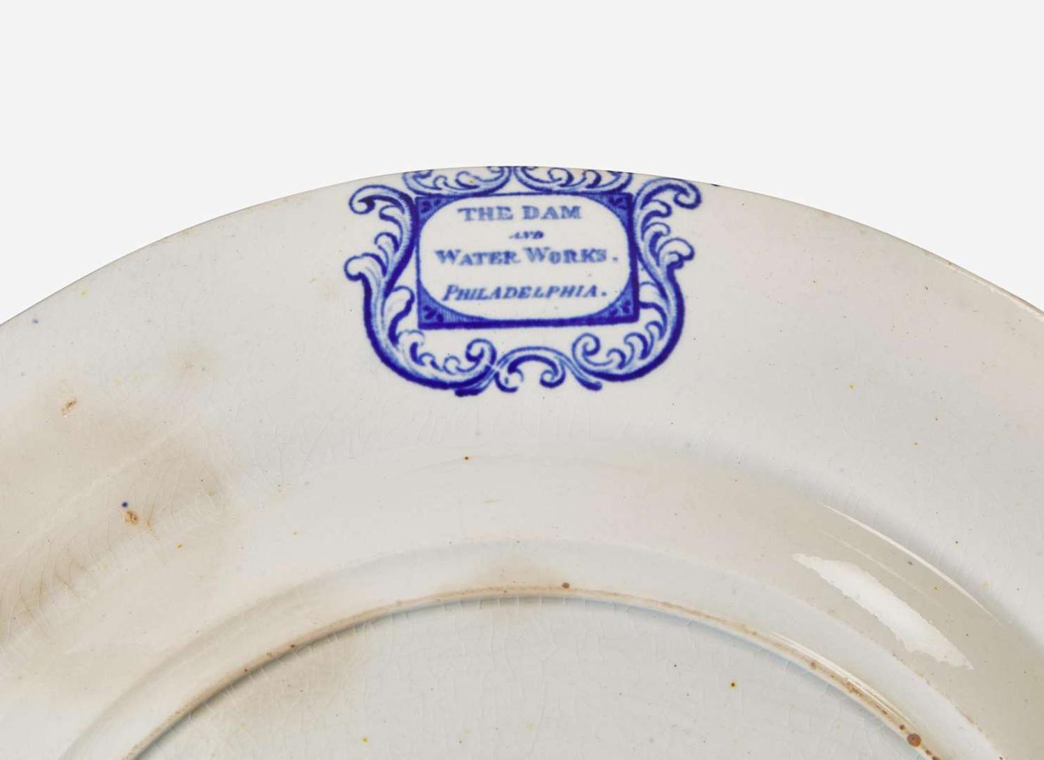 A collection of nine Staffordshire Historical Blue, most in Philadelphia Views, E. Wood & Sons, Burslem, England, and others, first third 19th century