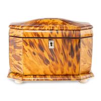 An English Tortoise Shell Veneered Tea Caddy