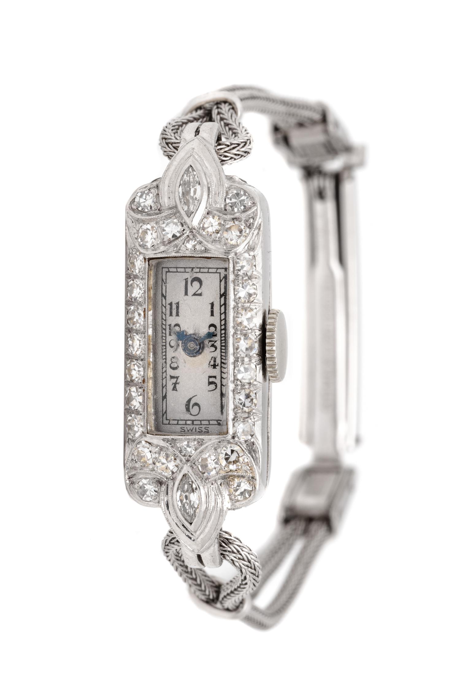 ART DECO, PLATINUM, GOLD-FILLED AND DIAMOND WRISTWATCH