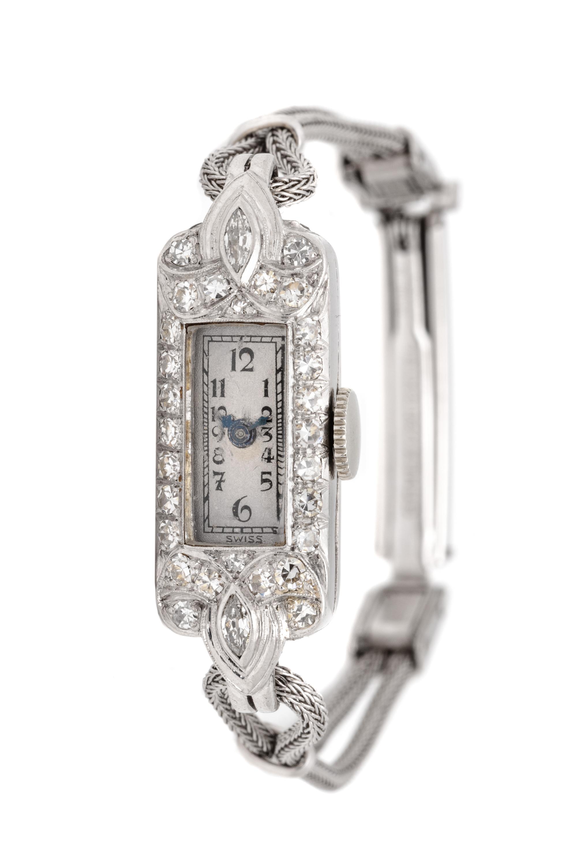 ART DECO, PLATINUM, GOLD-FILLED AND DIAMOND WRISTWATCH