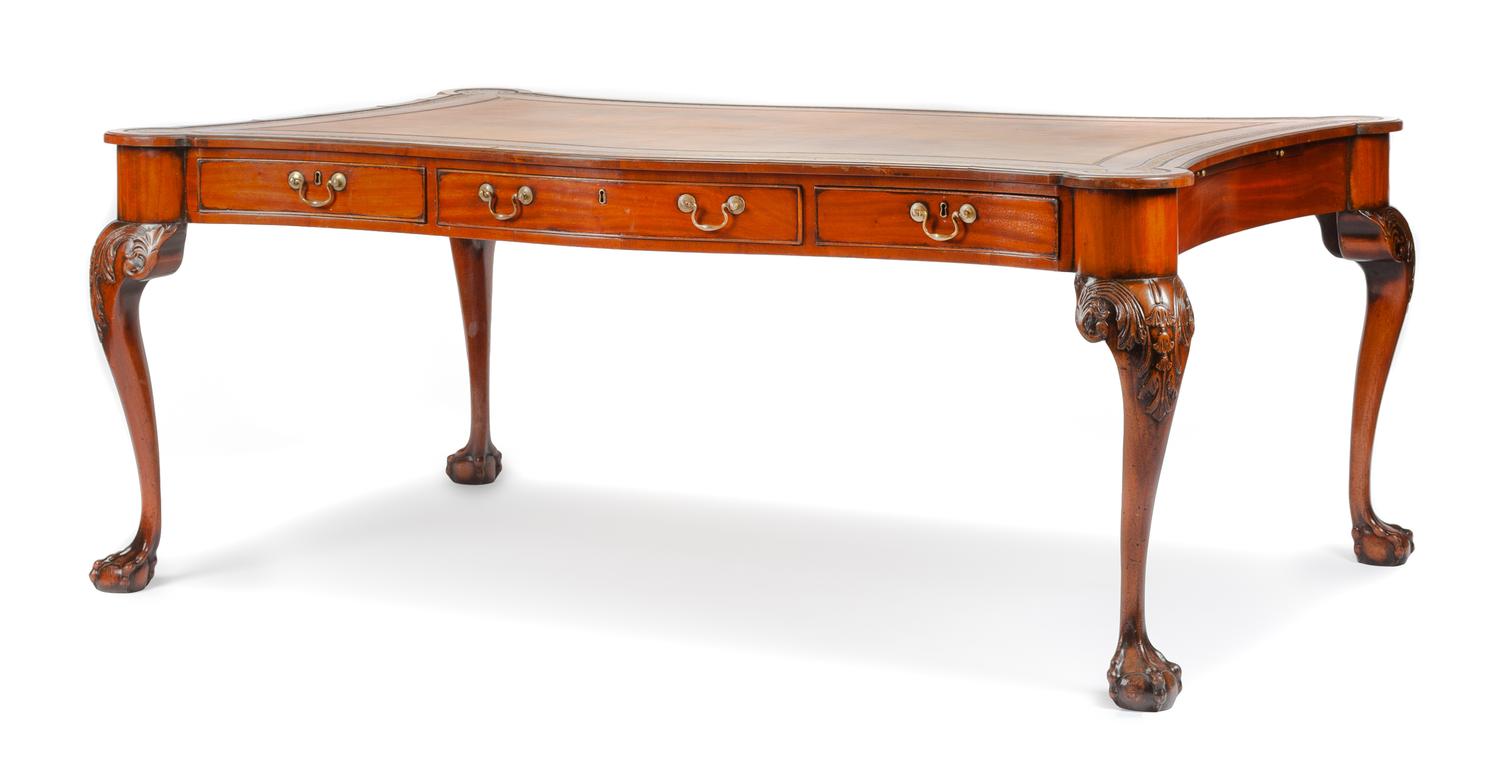 A George III Style Mahogany Partners Desk Height 30 x width 73 1/2 x depth 48 inches. — LATE 19TH/EARLY 20TH CENTURY