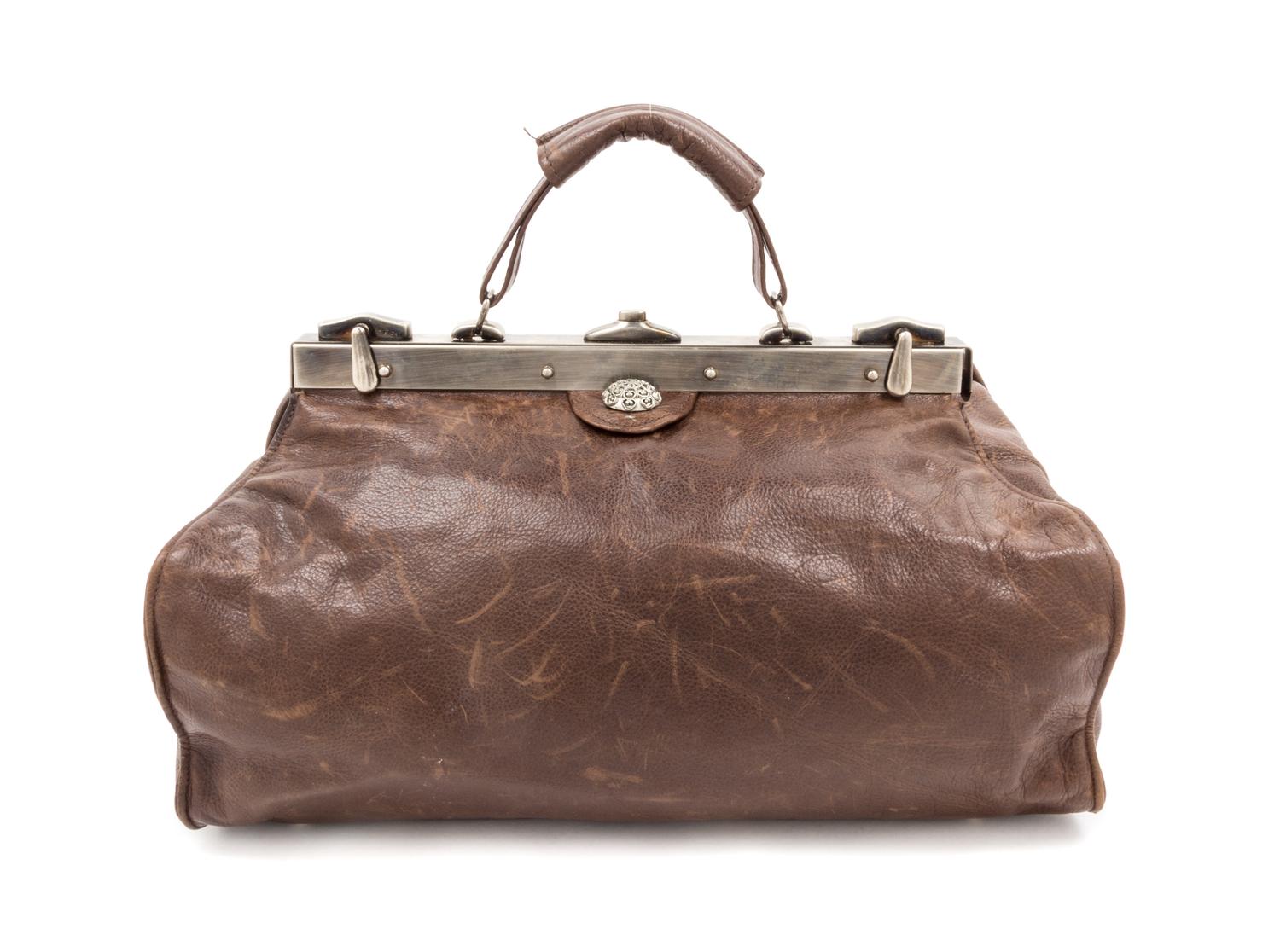 A Jill Stuart Brown Leather Handbag, 15.5" x 9" x 5.5".