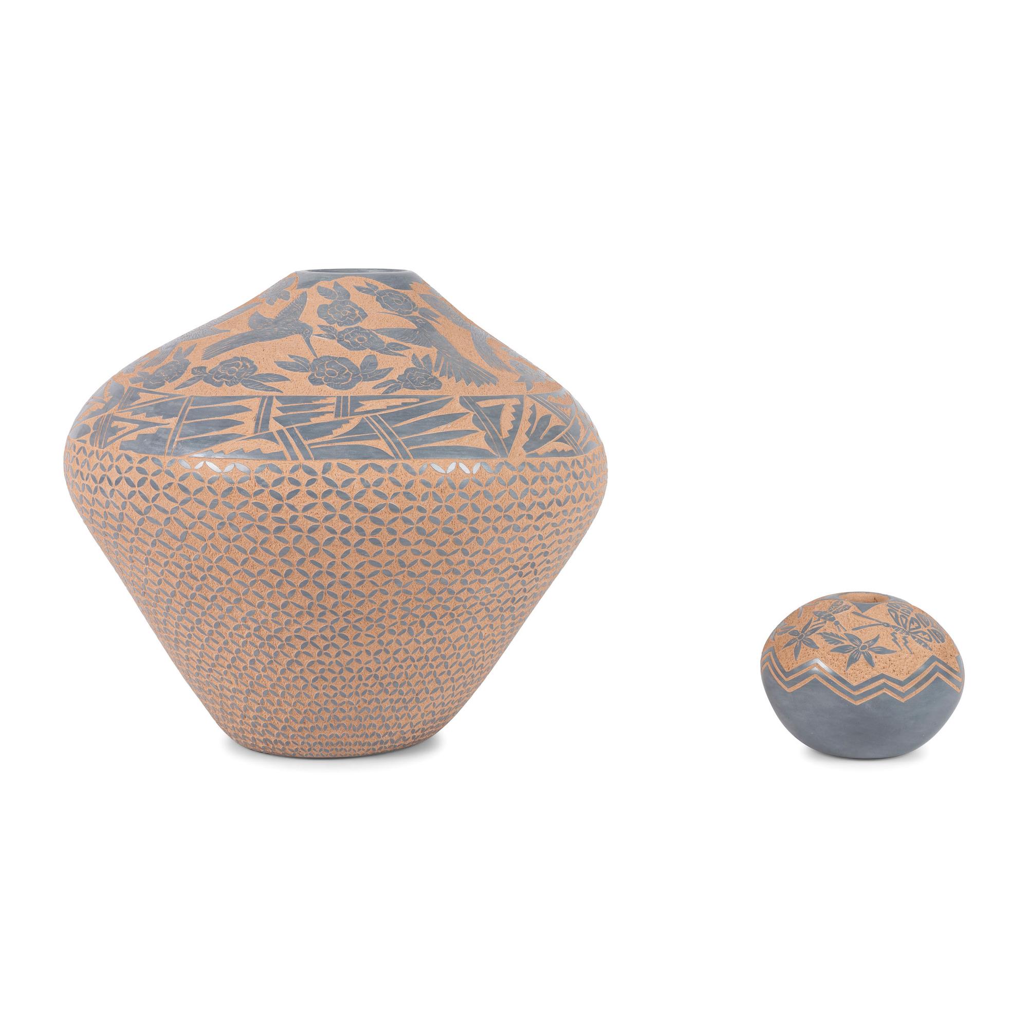Jemez Sgraffito Pottery Jars