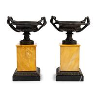 A Pair of French Marble and Bronze Tazze