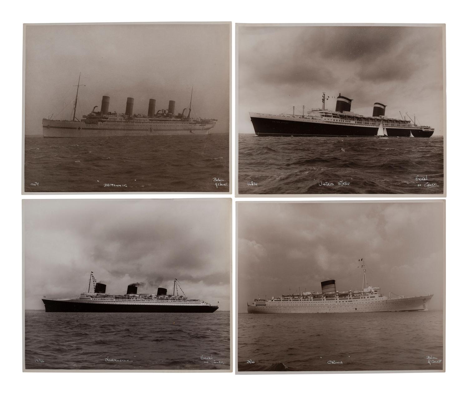 [TRANSPORTATION]. A group of 27 photographs of ocean liners including the RMS Titanic and HMHS Britannic. [Cowes, England]: Beken of Cowes, ca last half of the 20th century.