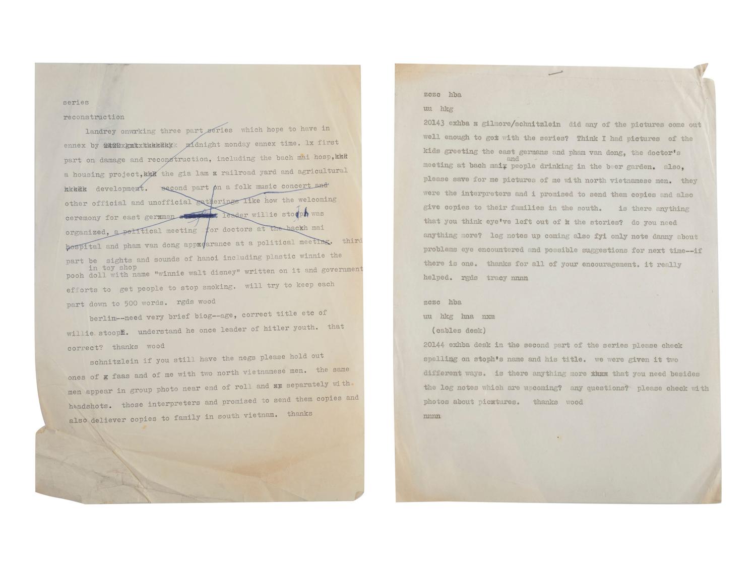 [VIETNAM WAR] - [WOMEN]. Vietnam War-era papers of Pulitzer Prize-winning combat journalist Tracy A. Wood (1943-2020), including documents related to the 1973 release of American POWs in Hanoi.