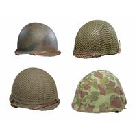 Four US M1 Helmets: (1) Fixed Bale Front Seam, (2) Swivel Bale Front Seam & (1) Swivel Bale Rear Seam