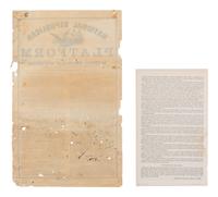 [LINCOLN-HAMLIN CAMPAIGN]. National Republican Platform Adopted by the National Republican Convention, held in Chicago, May 17, 1860 . Chicago: Press & Tribune Office, 1860.