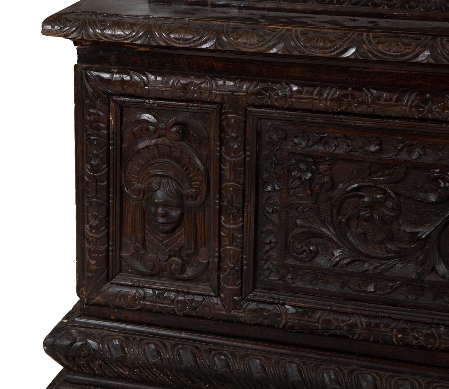 An Italian Renaissance Revival Carved Oak Cassone