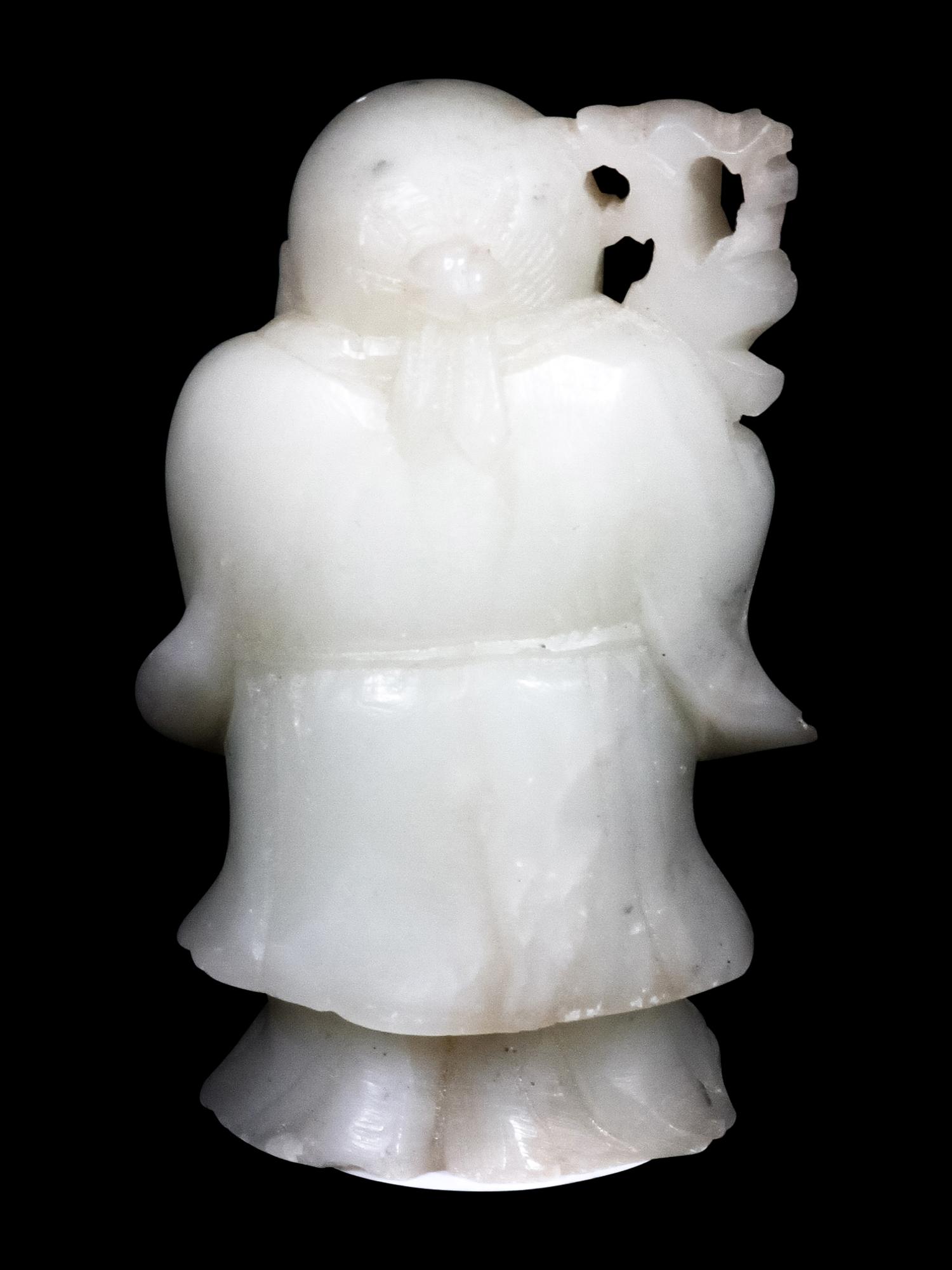 Two Carved Hardstone Figures of Shoulao , Immortal of Longevity
