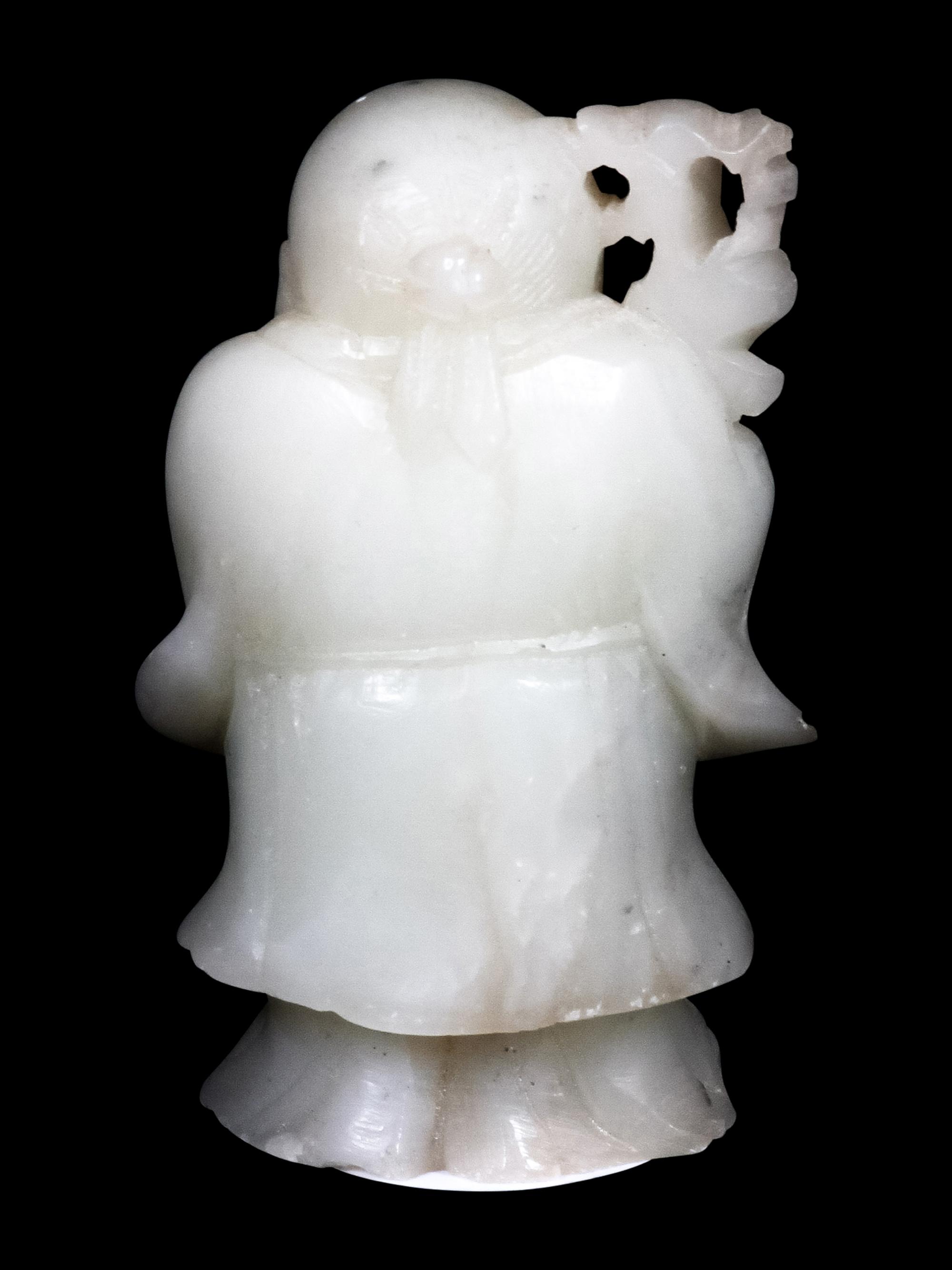 Two Carved Hardstone Figures of Shoulao , Immortal of Longevity