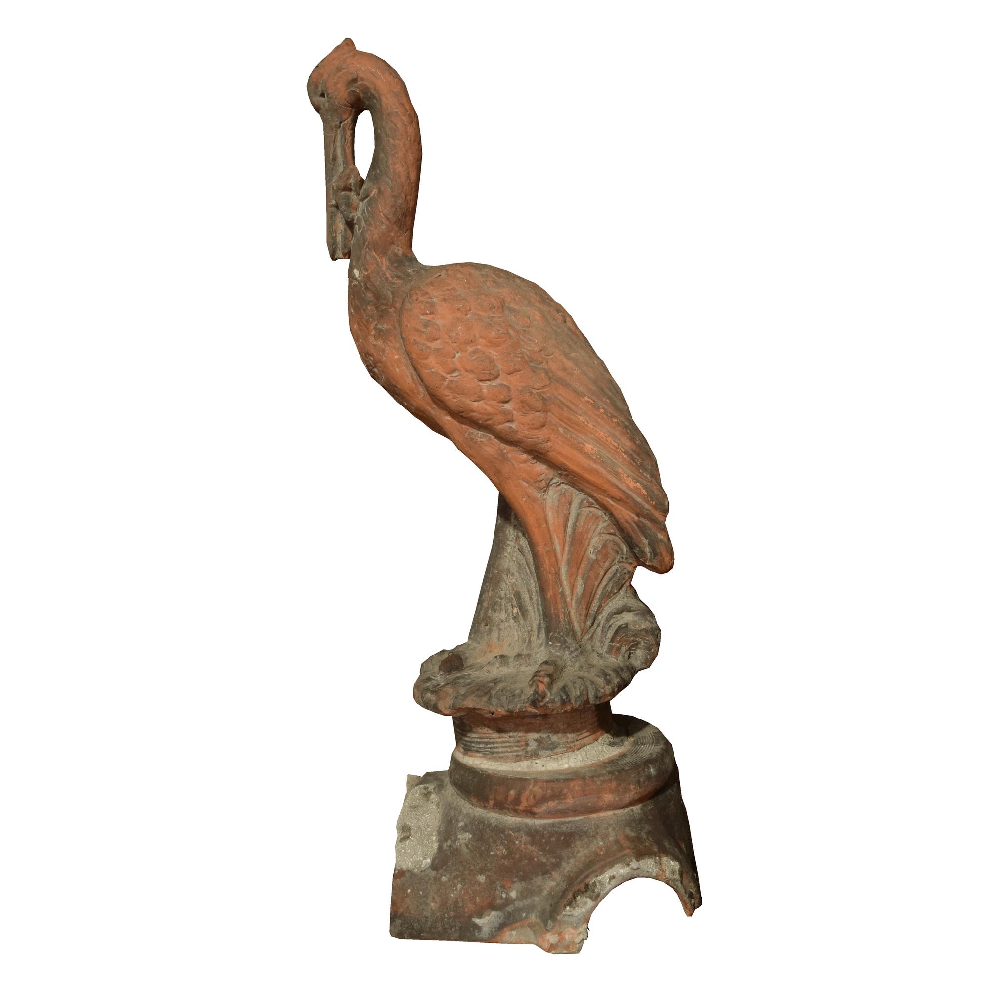 A Terra Cotta Bird Form Roof Crest 14" W x 11" D x 34" H — France, 20th Century