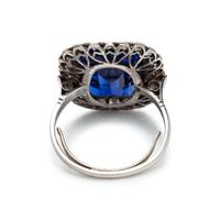 SYNTHETIC SAPPHIRE AND DIAMOND RING