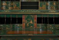 A George II Style Green Japanned Bureau Cabinet