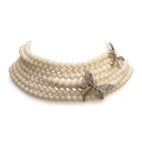 Chantecler, Angelskin Coral and Diamond Beaded Necklace