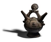 A Sican Blackware Stirrup Vessel