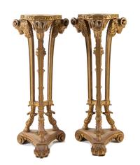 A Pair of Neoclassical Style Giltwood Pedestals Height 54 1/2 inches. — FIRST HALF 20TH CENTURY