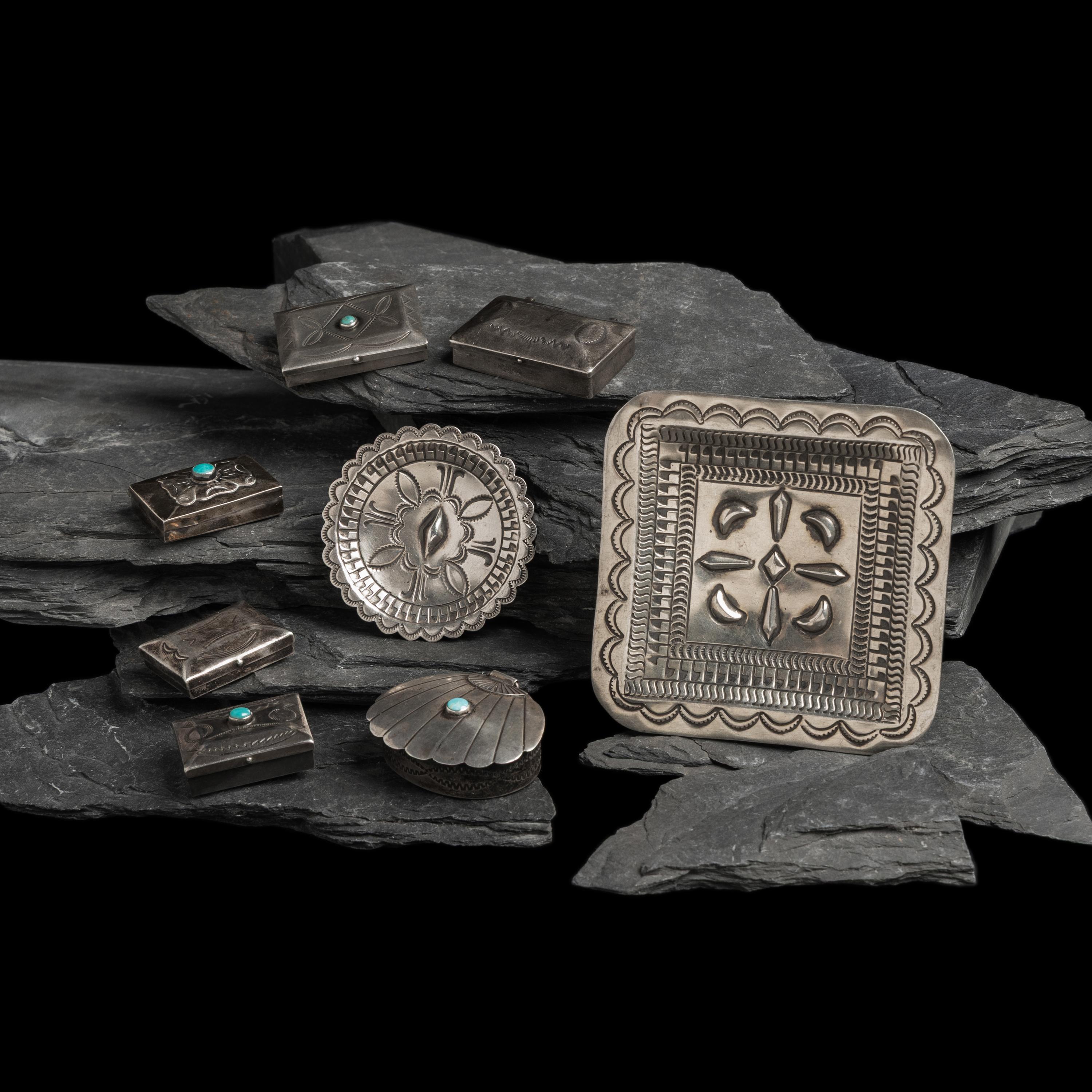 Navajo Silver Pill Boxes and Ash Trays