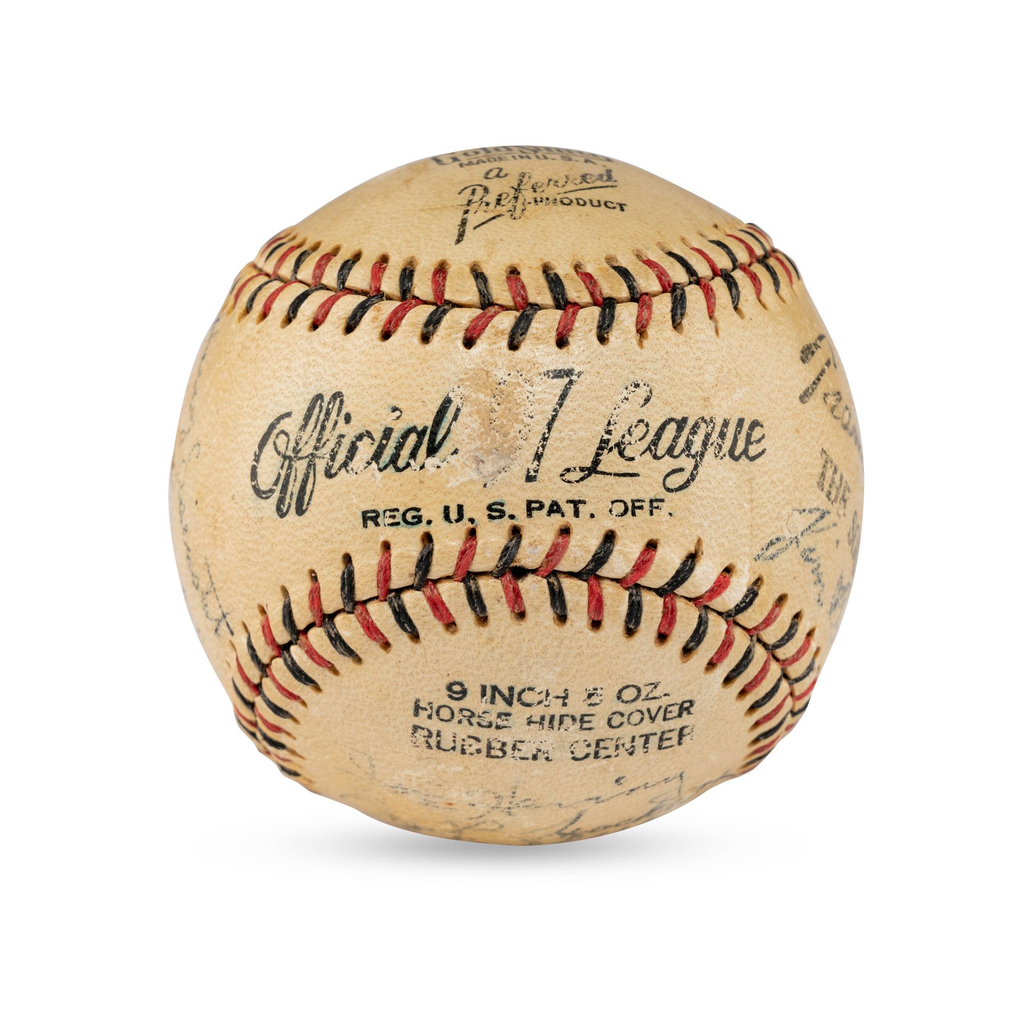 A 1942 Cleveland Indians Team Signed Autograph Baseball