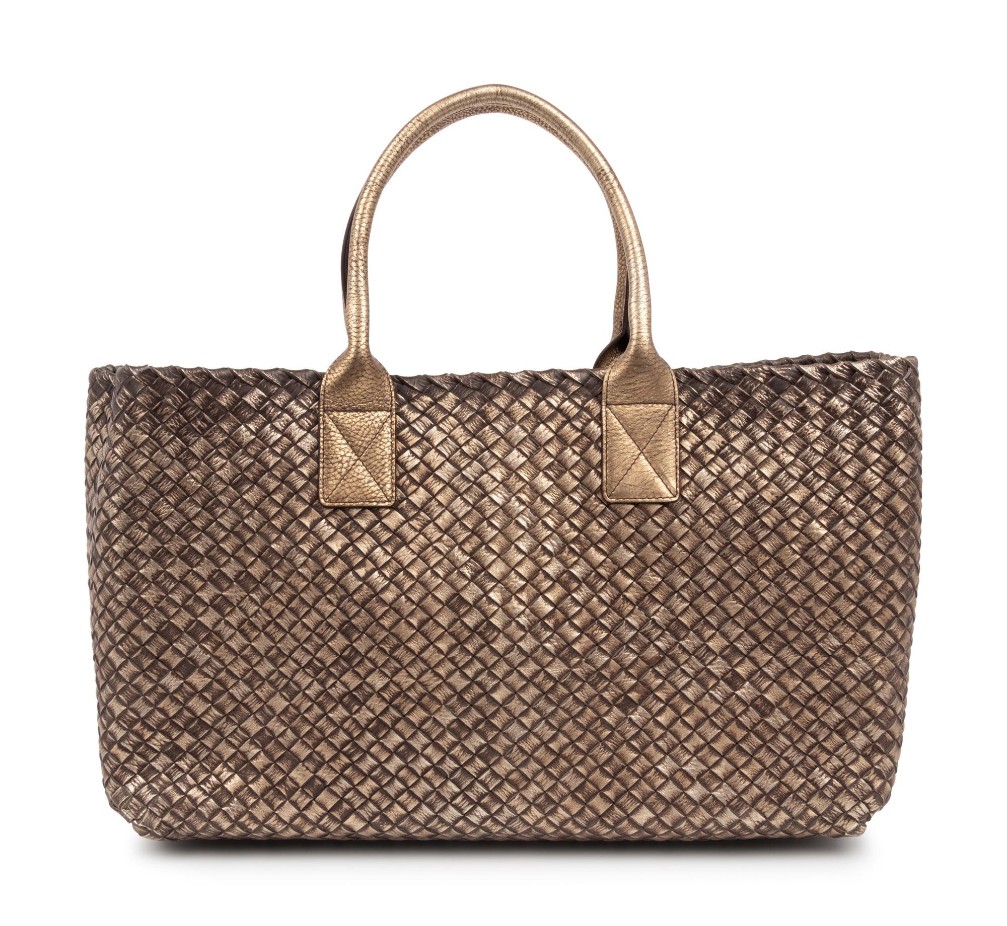 Bottega Veneta Limited Edition Metallic Intrecciato Leather Cabat Tote, c.2008