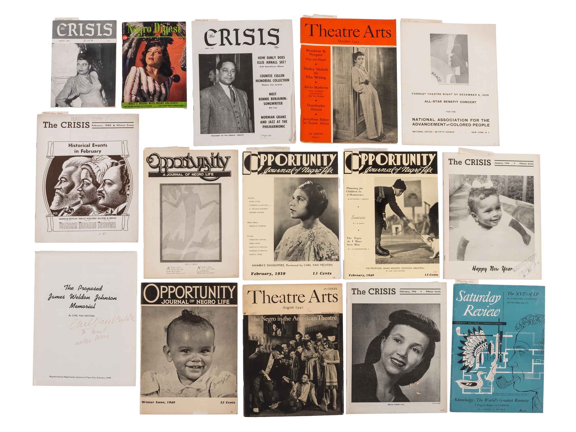 VAN VECHTEN, Carl. Collection of photos and ephemera, many related to Black culture.