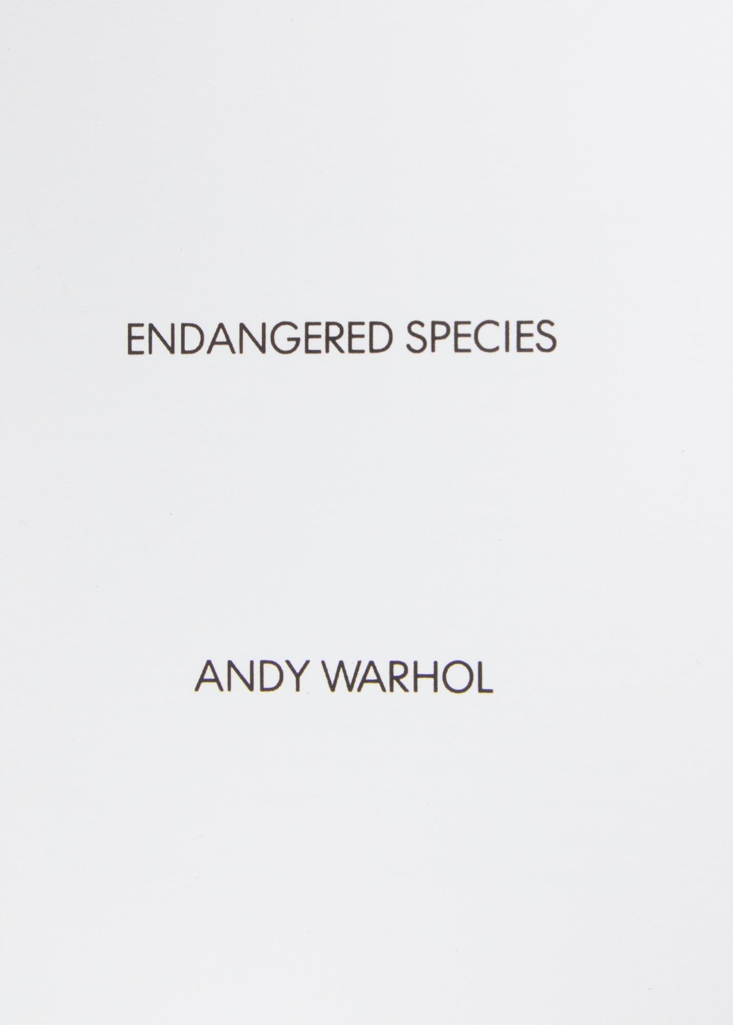 After Andy Warhol, (American, 1928-1987), Endangered Species (full set of 10 announcement cards with cover), 1983
