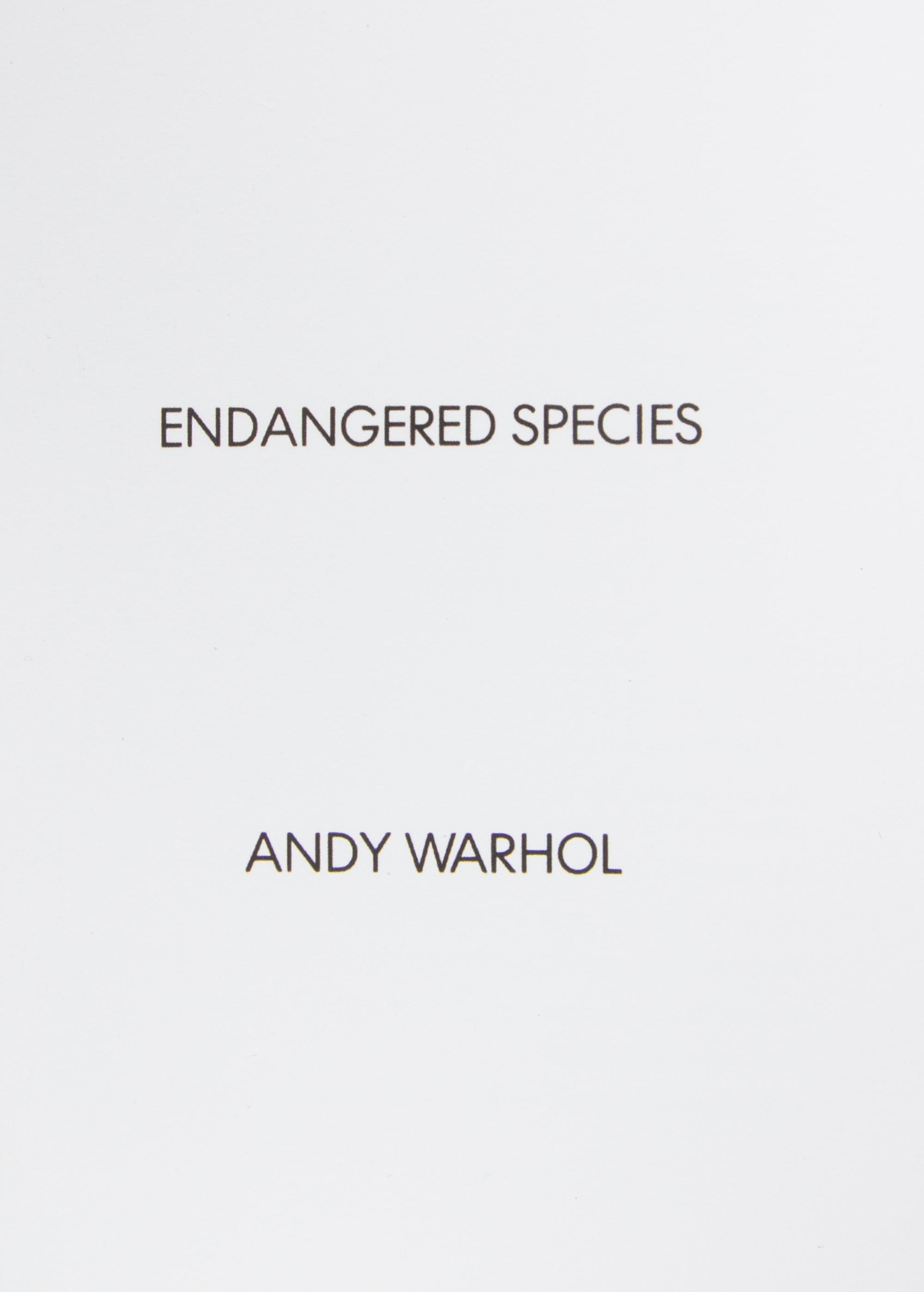 After Andy Warhol, (American, 1928-1987), Endangered Species (full set of 10 announcement cards with cover), 1983