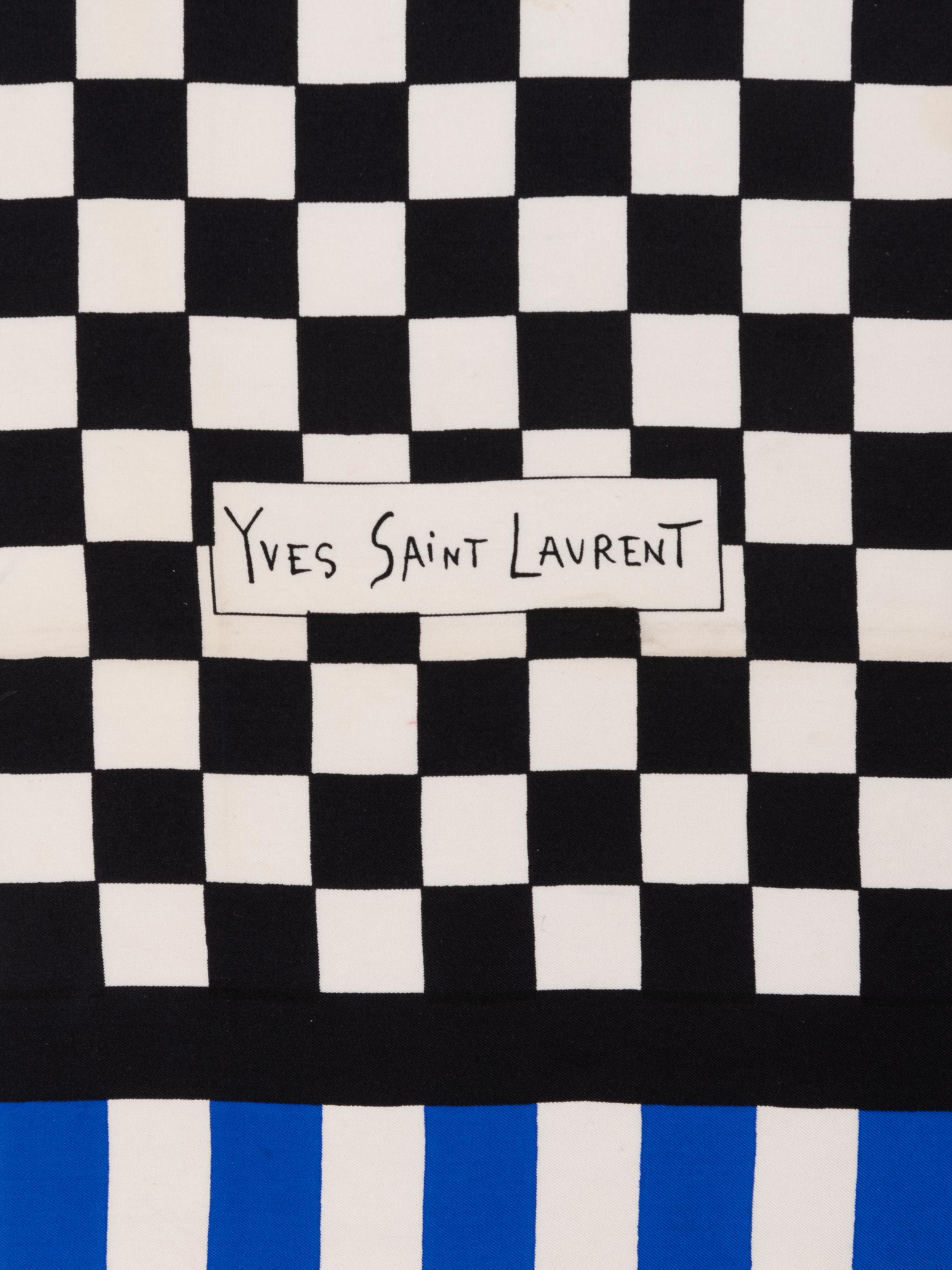 Six Silk Scarves: Three Yves Saint Laurent, One Valentino, and One Chanel, 1980-2000s
