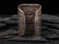 Wide Heavily Stamped Navajo Cuff Bracelet, with Turquoise