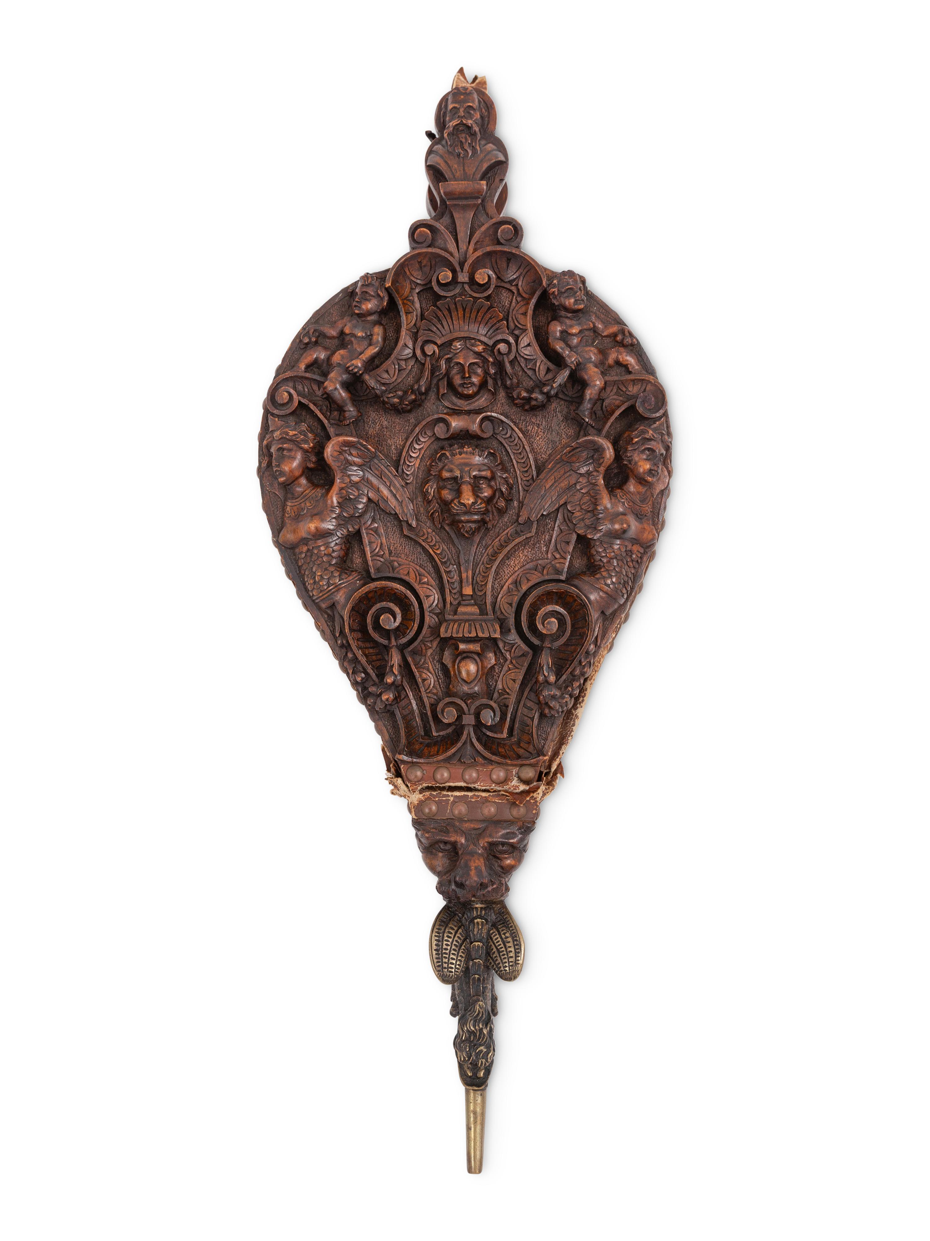 An Italian Carved Walnut Bellows