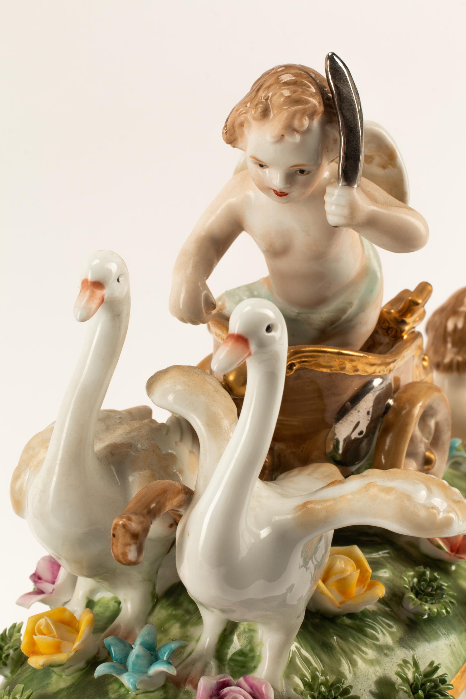 A Pair of German Porcelain Figural Tureens