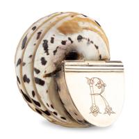 A Silver Mounted Shell Form Snuff Box