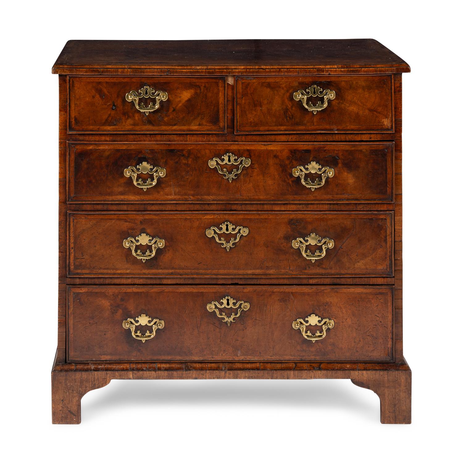 A George III Burl Walnut Chest of Drawers
