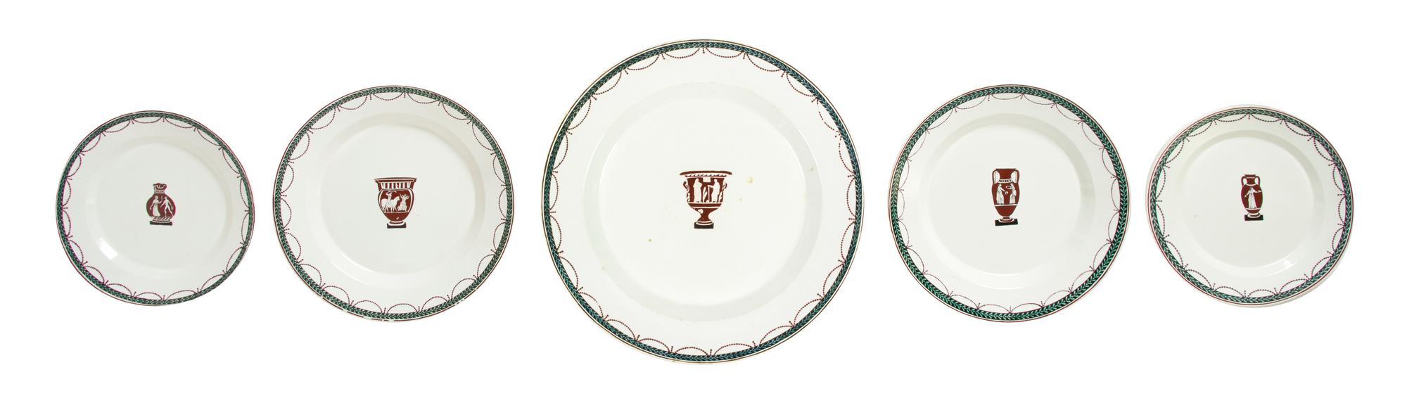 An Italian Creamware Partial Dinner Service, Cherinto Del Vecchio, Diameter of largest 10 7/8 inches.