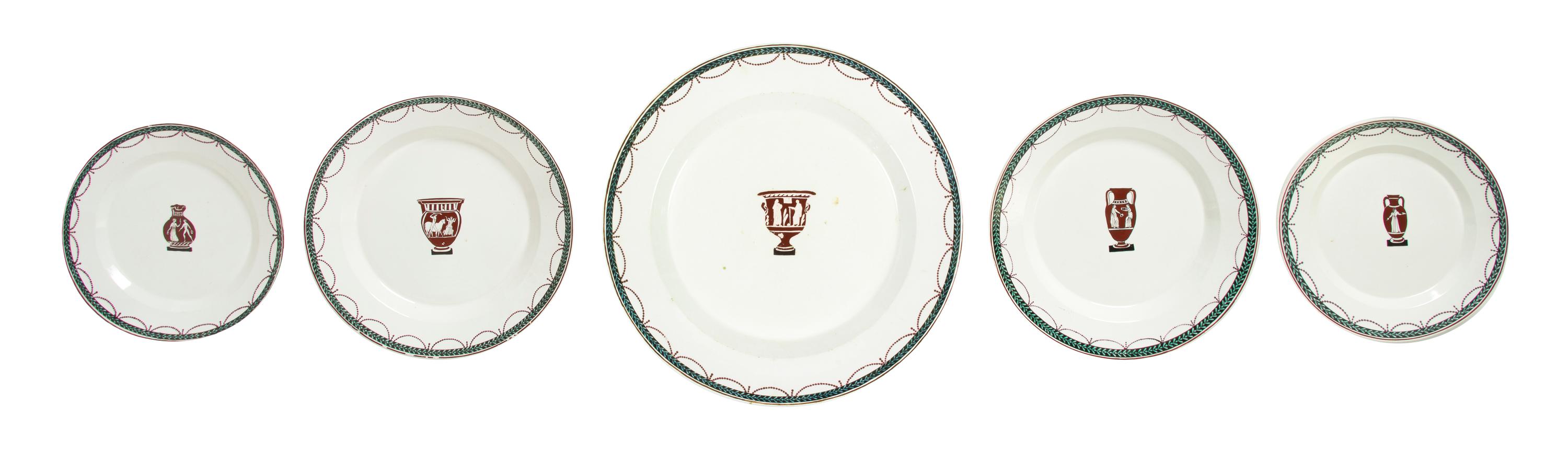 An Italian Creamware Partial Dinner Service, Cherinto Del Vecchio, Diameter of largest 10 7/8 inches.