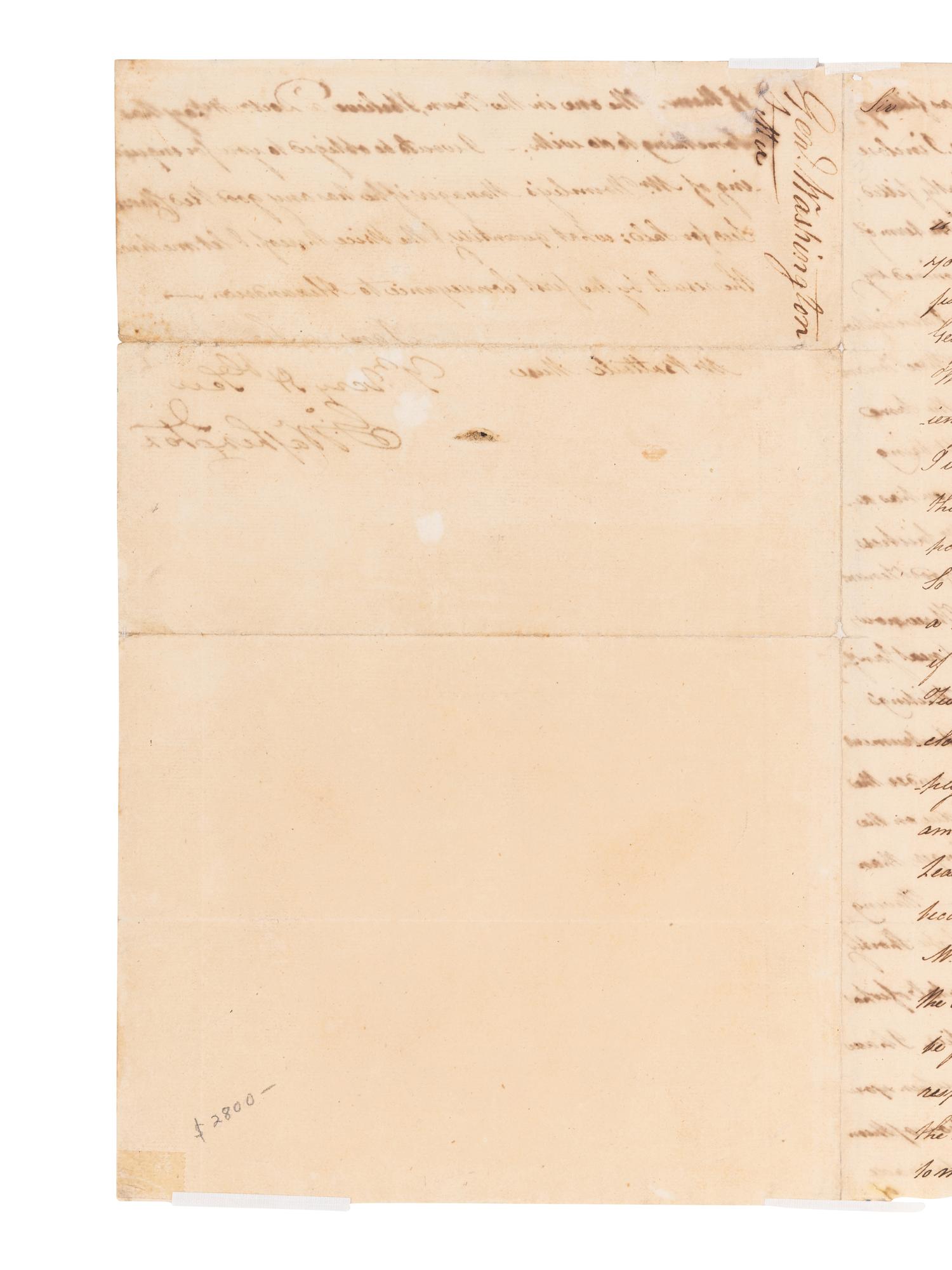 WASHINGTON, George (1732-1799). Letter signed ("G.Washington") to Battaile Muse. Mount Vernon, 28 July 1785.