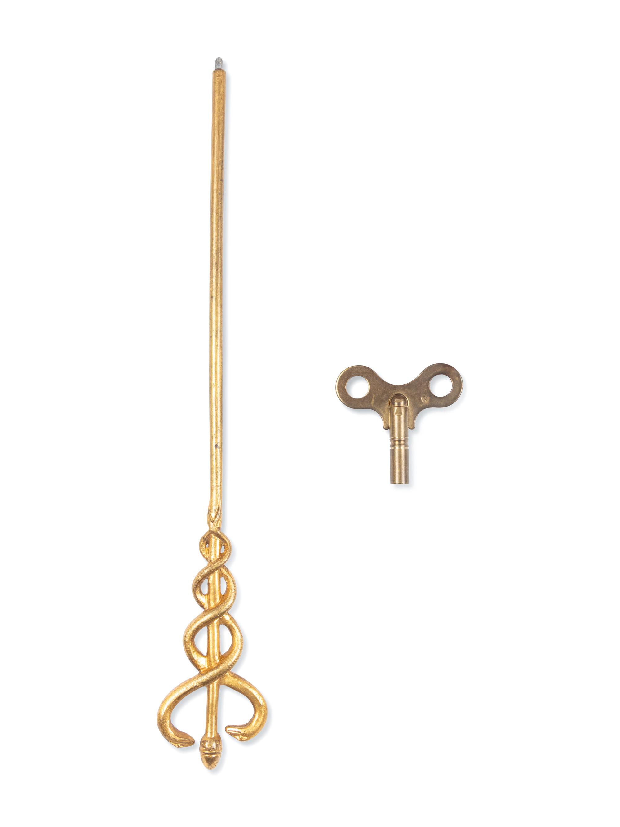 An Empire Style Gilt and Patinated Bronze Figural Mantel Clock