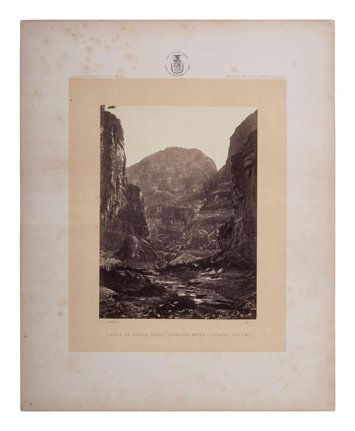 [WESTERN AMERICANA]. BELL, William (1830-1910), photographer. Canon of Kanab Wash, Colorado River Looking South . 1872.