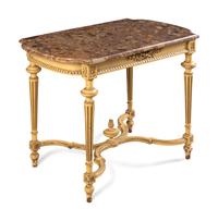 A Louis XVI Style Painted Marble-Top Center Table