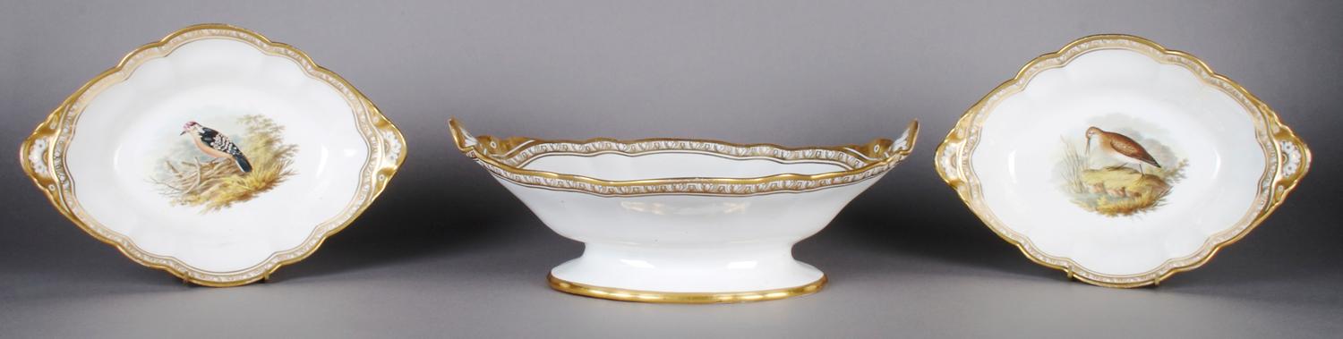 An English Three Piece Garniture Set, Spode, Width of first 14 1/4 inches.