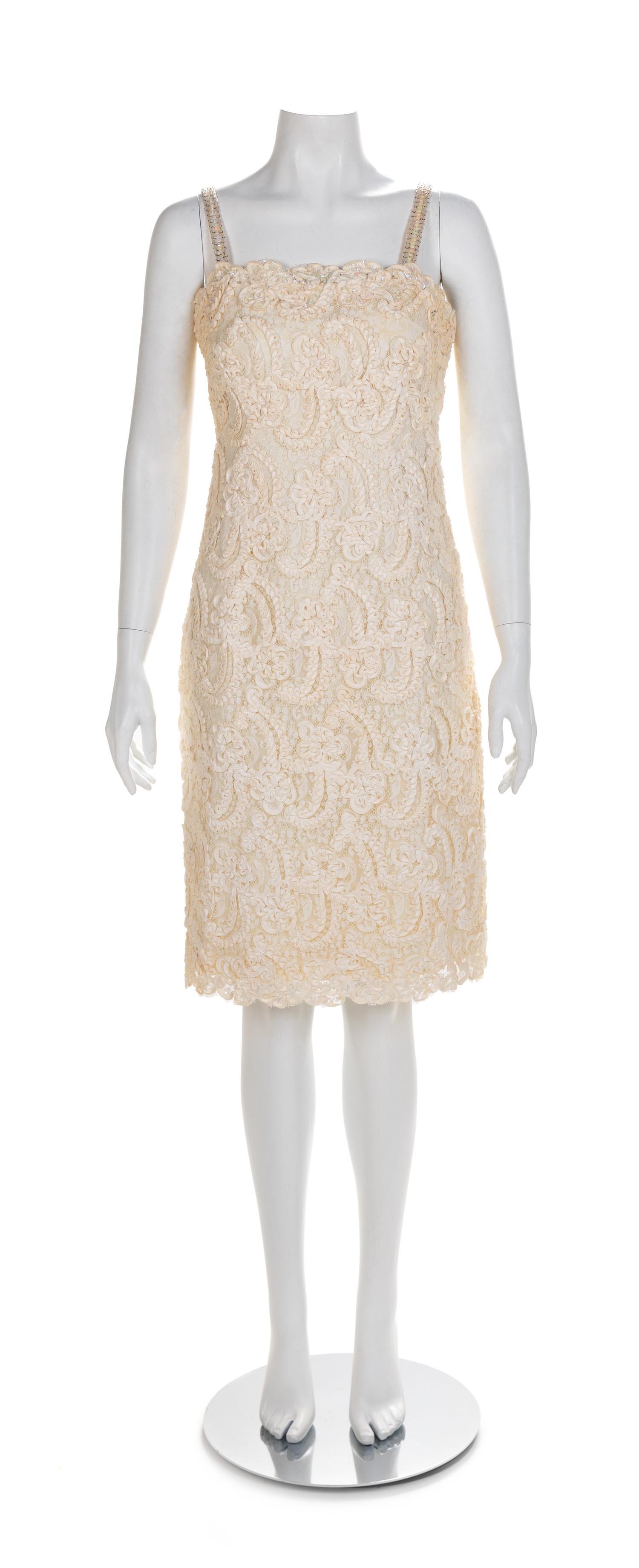 Ceil Chapman Dress and Ivory Lace Dress with Matching Jacket, 1960s
