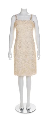 Ceil Chapman Dress and Ivory Lace Dress with Matching Jacket, 1960s