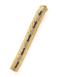 BICOLOR GOLD, SYNTHETIC SAPPHIRE, AND DIAMOND BRACELET