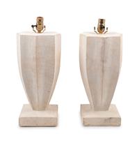 A Pair of Art Deco Style Stone Finials Mounted as Lamps