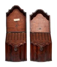 A Pair of Georgian Mahogany and Checkered Inlay Knife Boxes